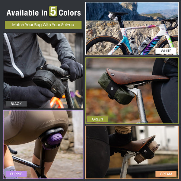 Lumiere & Co. Falcon Magnetic Bike Saddle Bag – 0.69L | 6" x 3.5" x 2" | Sleek Minimalist Brick Design, Fast Magnetic Buckle Attachment | Road Cycling–Specific Bike Seat Bag (Black, Large)