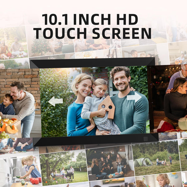 10.1 Inch WiFi Digital Photo Frame Built in 32GB Memory, 1280x800 IPS LCD Touchscreen, Auto-Rotate and Audio, Quick and Easy Share Photos or Videos via the Frameo App, the Best Choice for Gifting