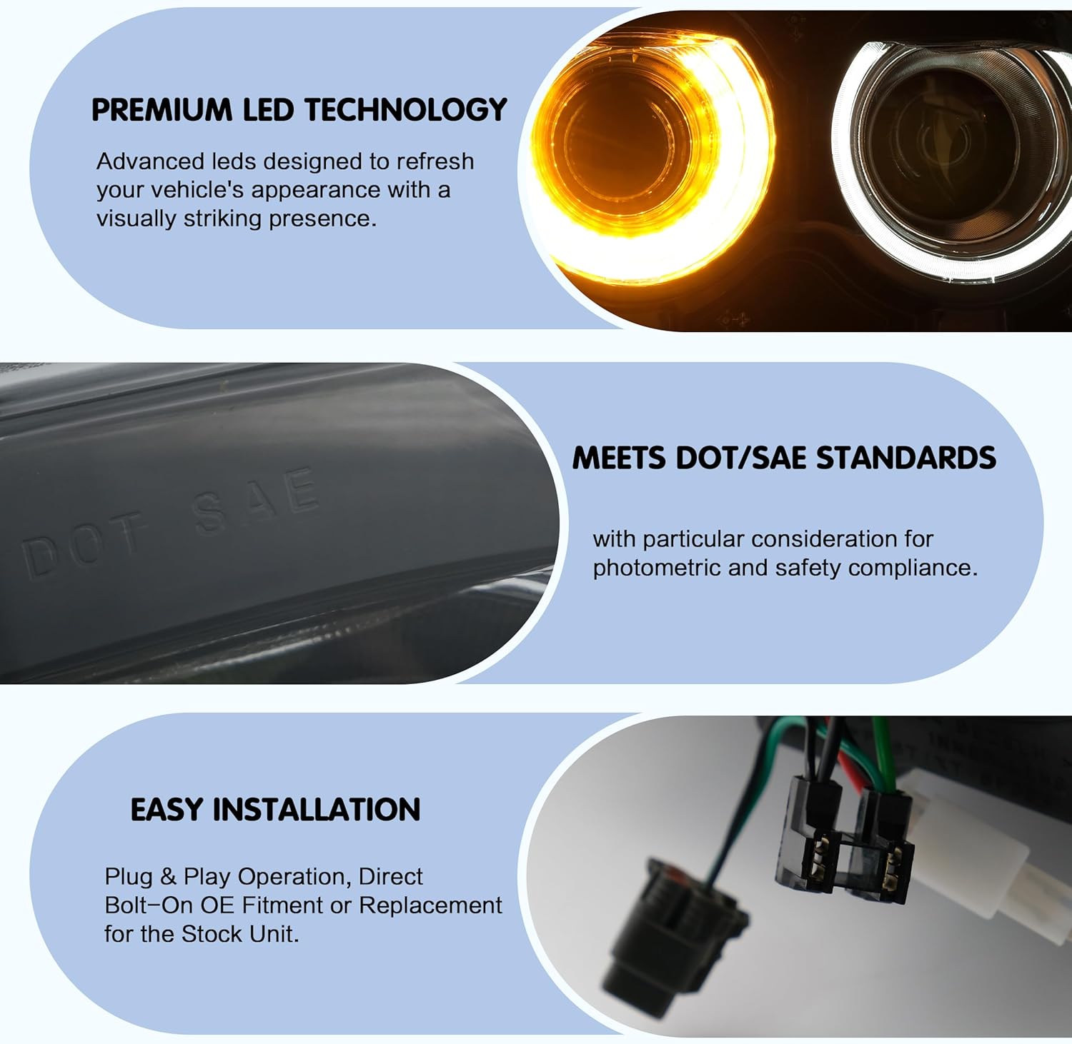 VLAND Headlight suitable for Dodge Challenger 2015-2019 LED headlight, RGB