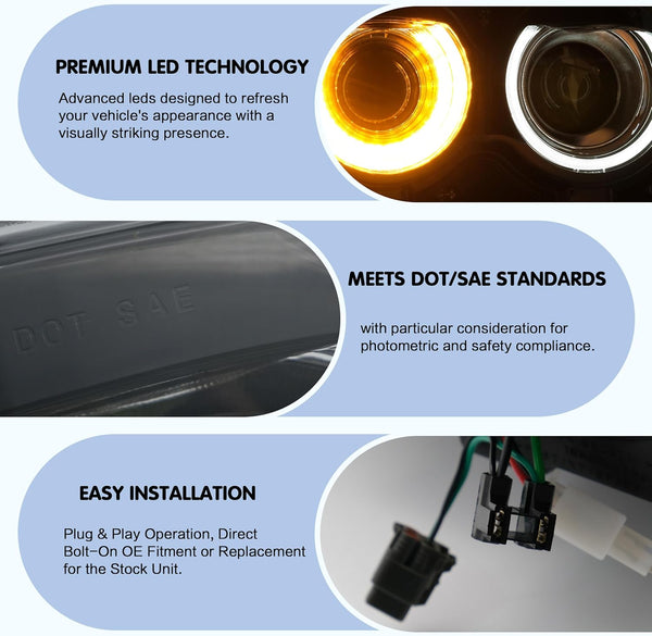 VLAND Headlight suitable for Dodge Challenger 2015-2019 LED headlight, RGB