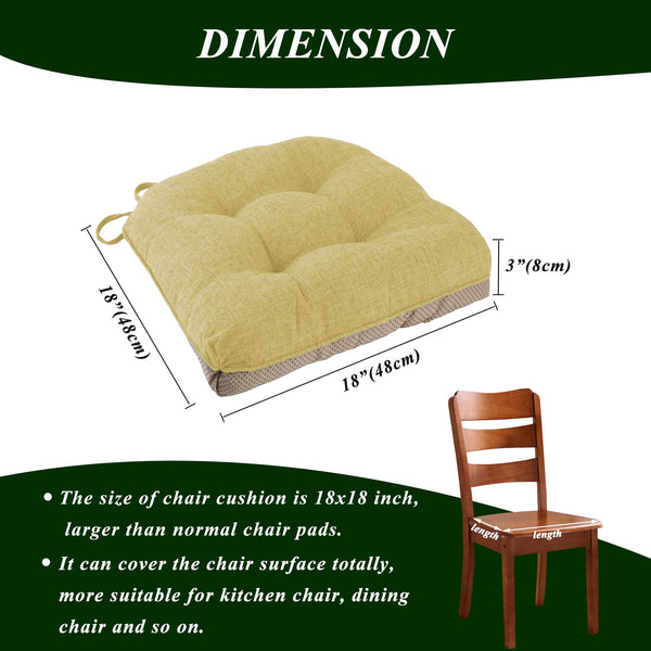 FlyGulls Non Slip Chair Cushions for Dining Chairs Set of 4 Kitchen Chair Cushions 18"x18"x3" Turfted Chair Pads Comfortable and Soft Seat Cushion