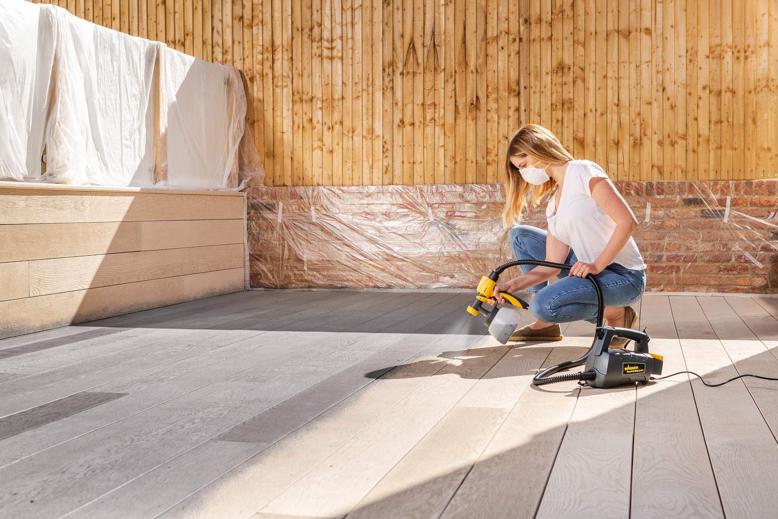 WAGNER Fence & Decking Paint Sprayer for Fences, Sheds, decking or Garden Furniture, Covers 5 m² in 9 min, 1400 ml Capacity, 460 W, 1.8 m Hose