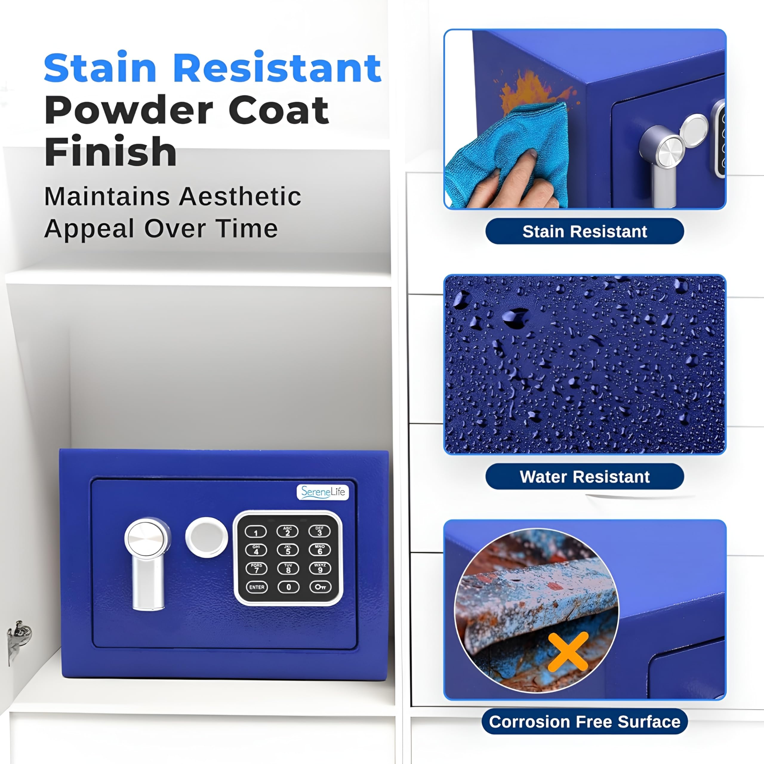 Pyle Home Safe Box Locker, Small Money Safe, Mini Fireproof Safes, Wall & Floor Steel Vault, Electronic Digital Keypad, 2 Keys, 23.1 × 17 × 17cm, Secure for Cash, Guns, Jewelry & More - Red