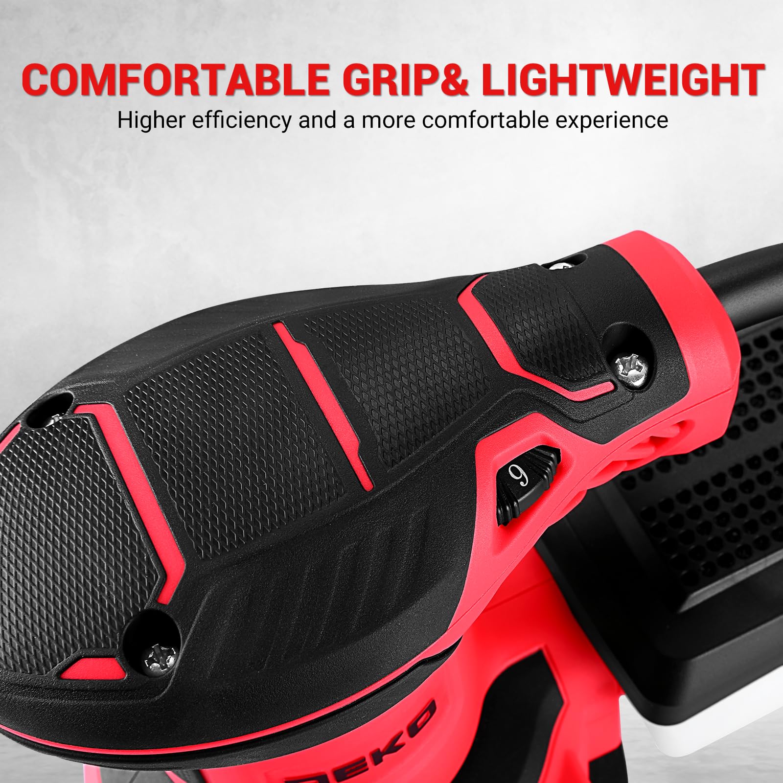 DEKOPRO Random Orbit Sander 300W with 16Pcs Sandpapers, 6 Variable Speed 14000RPM, 125MM Hand Electric Tool, High Performance Dust Collection System, Fit for Woodworking/Sanding