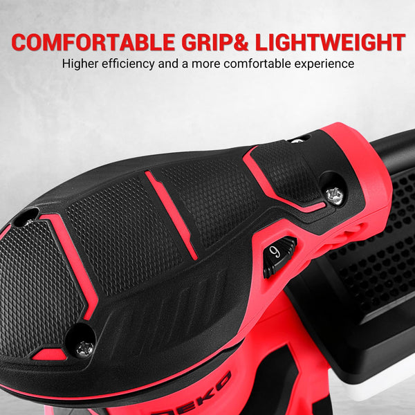 DEKOPRO Random Orbit Sander 300W with 16Pcs Sandpapers, 6 Variable Speed 14000RPM, 125MM Hand Electric Tool, High Performance Dust Collection System, Fit for Woodworking/Sanding