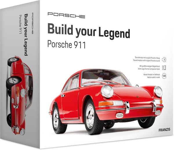 Franzis 67247 - Porsche 911 - Build Your Legend - detailgetreuer Modellbausatz inkl. Soundmodul, LED-Beleuchtung, Begleitbuch