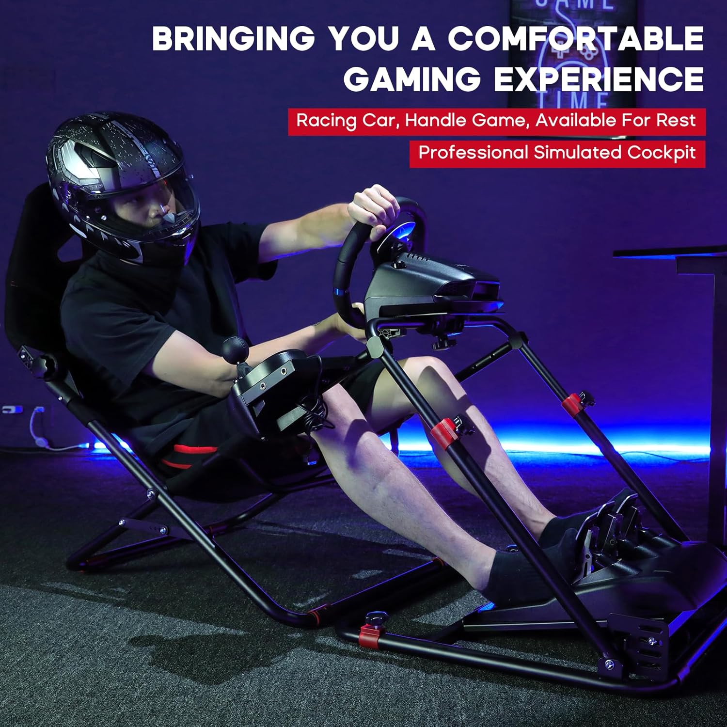 DIWANGUS 2 in 1 Racing Simulator Cockpit with Foldable Seat Sim Racing Cockpit Steering Wheel Stand Chair Gaming Rig for Logitech G29 G920 G923 G27 G25 Thrustmaster T248X T248 T300RS T150 458