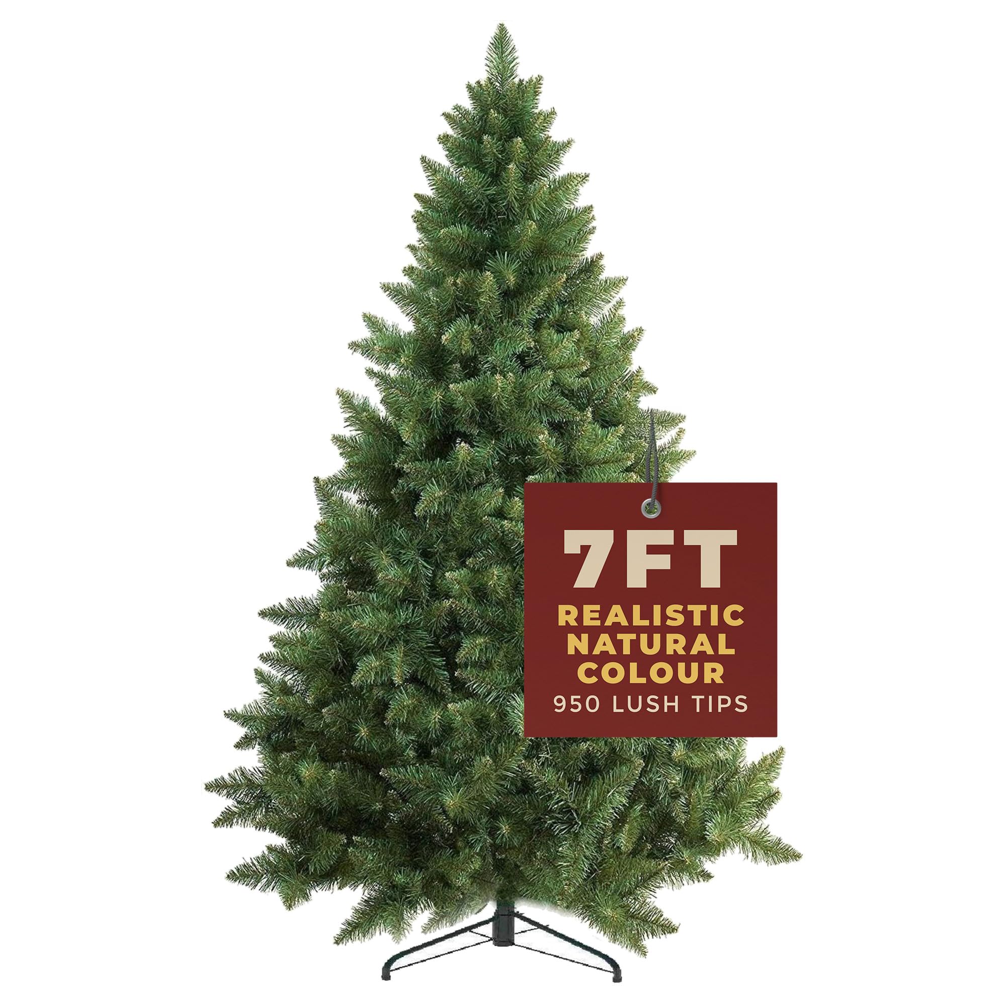 Artificial Christmas Tree 6FT – 700 Tips Full & Realistic Green Xmas Tree with PVC Branches, Metal Stand – Easy Setup 6 Foot Christmas Tree for Living Rooms