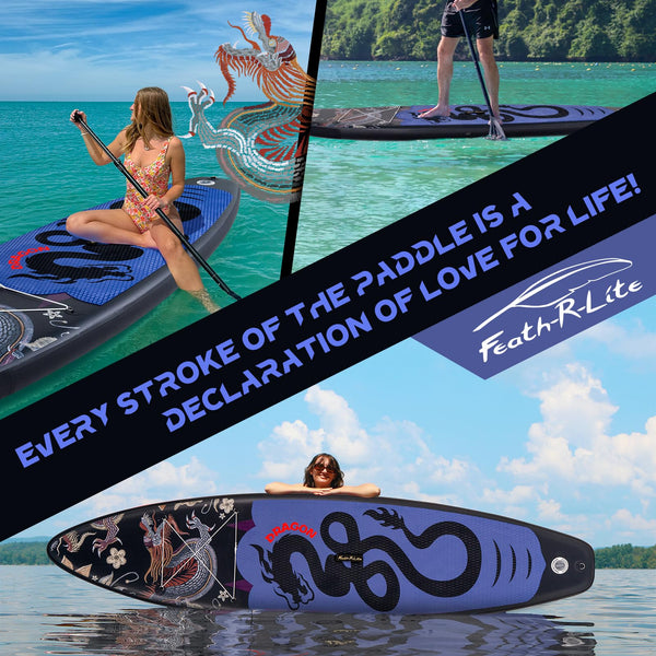 FEATH-R-LITE 10' &11' Inflatable Ultra-Light Stand Up Paddle Board for All Skill Levels Included with SUP, Adj Paddle, Pump, Backpack, Leash