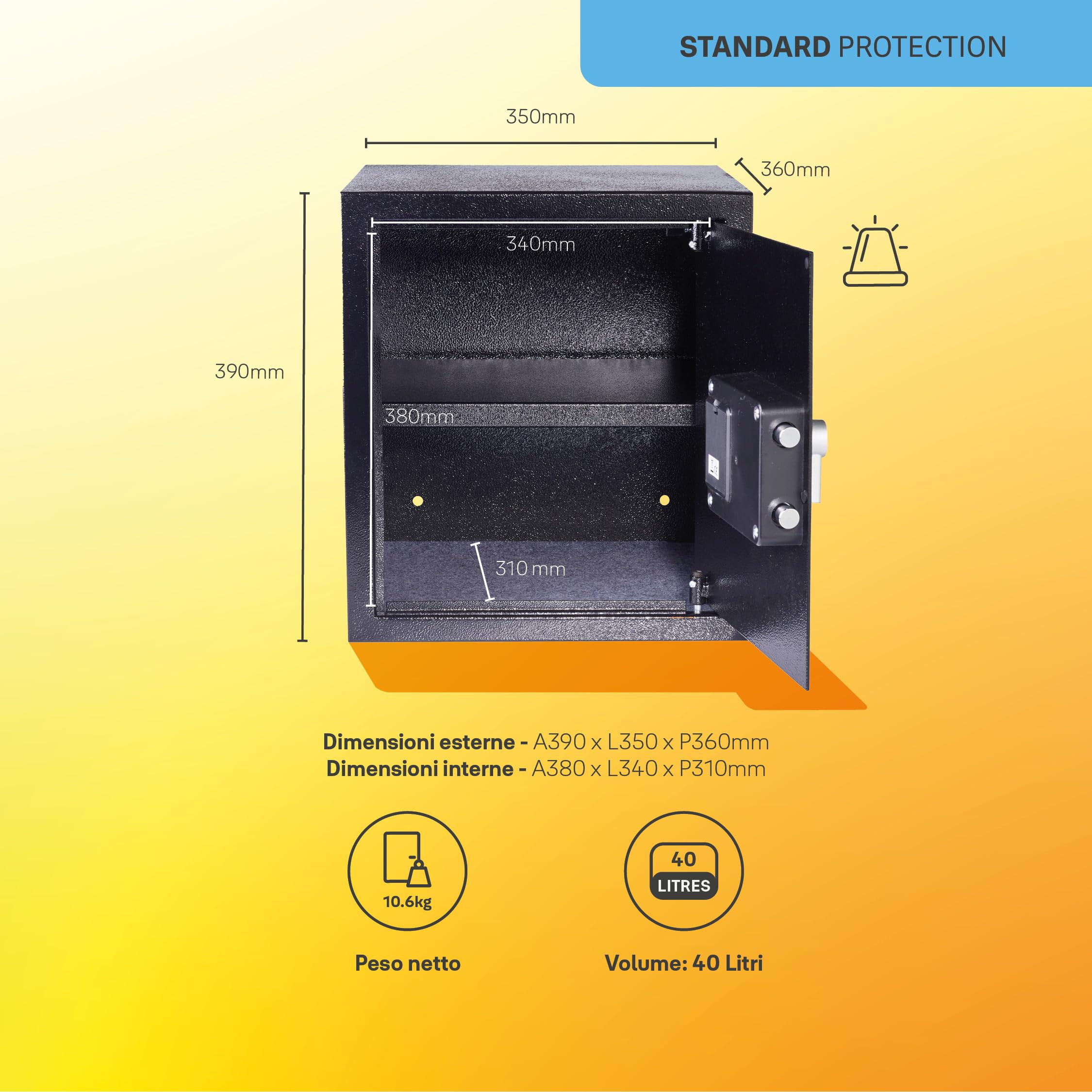 Yale - Electronic Alarmed Safe Laptop - Standard Security - YLC/200/DB2
