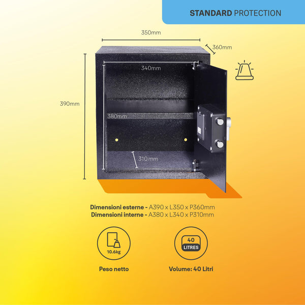 Yale - Electronic Alarmed Safe Laptop - Standard Security - YLC/200/DB2