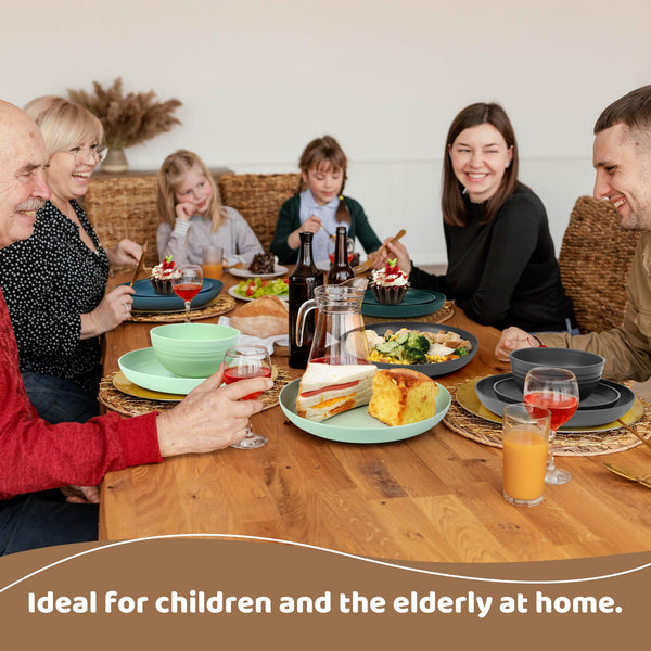 36pcs Unbreakable Dinnerware Sets for 6 People, Camping Plates and Bowls Set, Plastic Picnic Dinner Sets, Lightweight BBQ Serving Plates, Bowls, Cups,