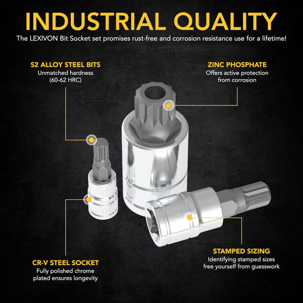 LEXIVON Master HEX Bit Socket Set, Premium S2 Alloy Steel | Complete 32-Piece, SAE and Metric Set | Enhanced Storage Case (LX-144)
