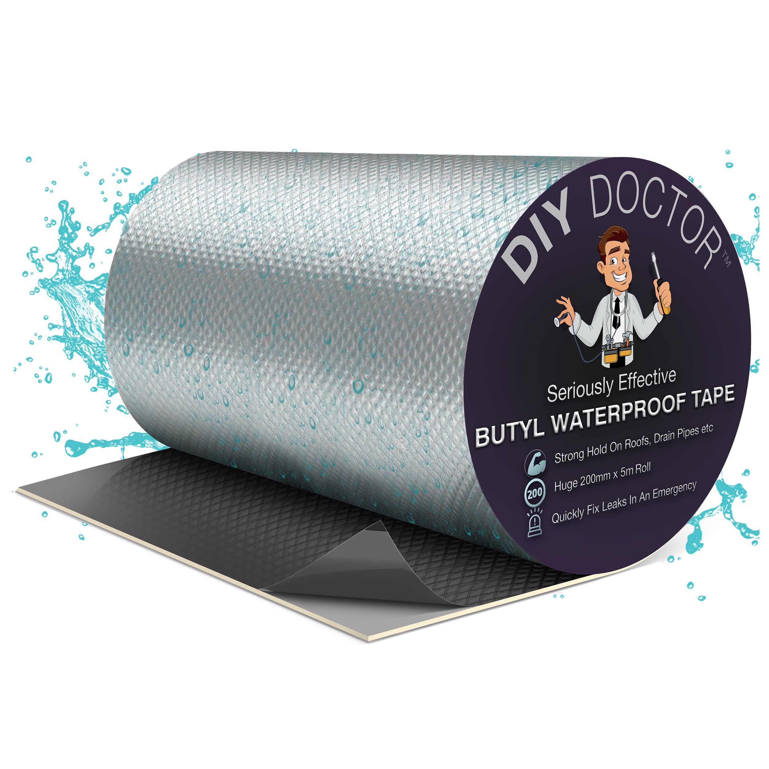 DIY Doctor Waterproof Tape for Leaks - Butyl Roof Sealant Tape - Outdoor Waterproof Repair Tape with Aluminium Foil – 50mm x 5m