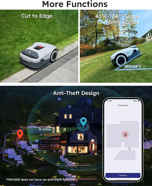 ANTHBOT Genie600 Robot Lawn Mower, Perimeter Wire Free, Full Band RTK+4-Eye Vision Robot Lawnmower, Recommended for 600 m², Max 800 m², Automatic Mapping, Accurate Obstacle Avoidance, APP Control