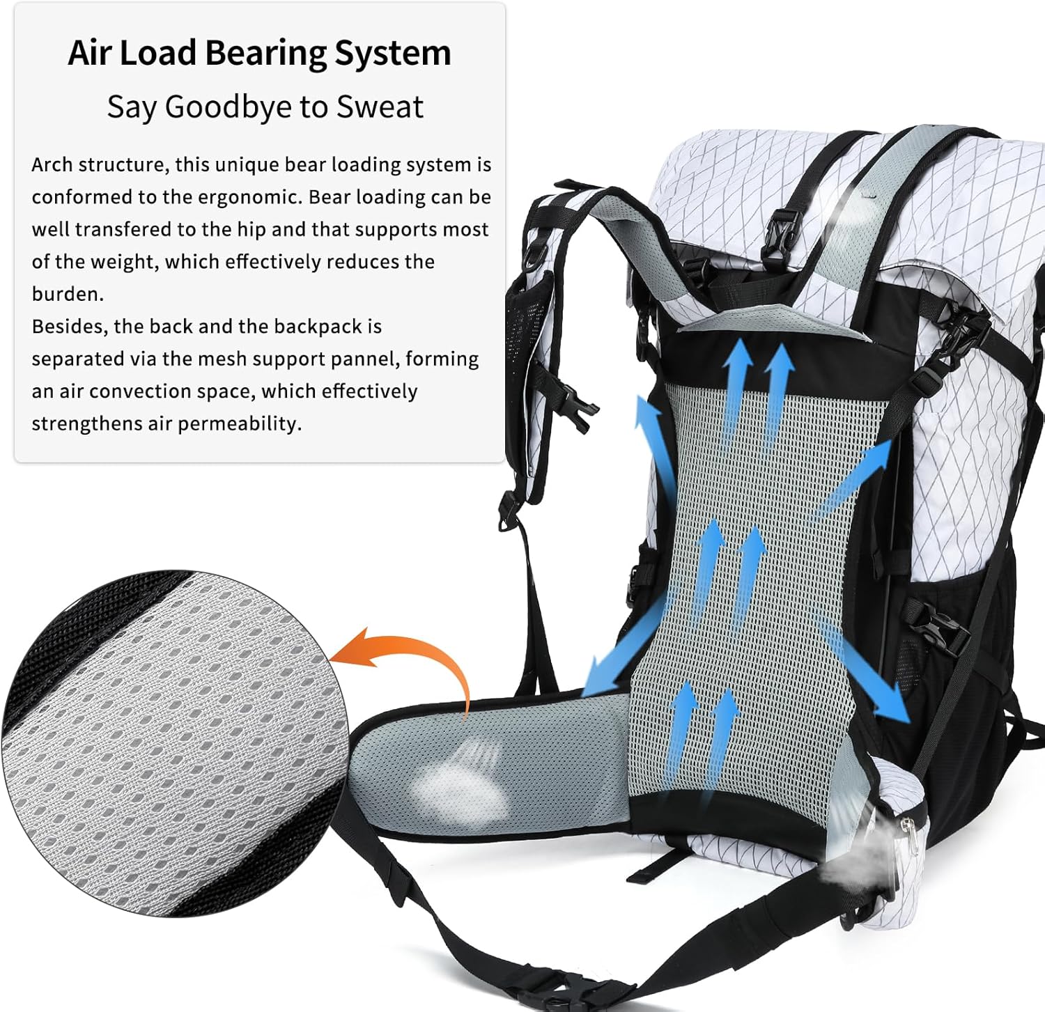 POWER KING 40L Expandable TO 50L Hiking Backpack,Upgraded X-PAC Scratch-proof Lightweight Large Rucksack for Mens Women, Outdoor Roll Top Camping Packsack, Fit for 15.6'' Laptop