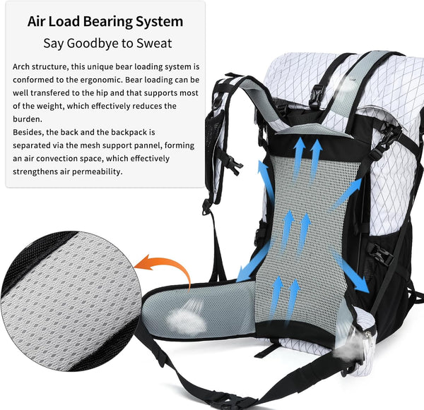 POWER KING 40L Expandable TO 50L Hiking Backpack,Upgraded X-PAC Scratch-proof Lightweight Large Rucksack for Mens Women, Outdoor Roll Top Camping Packsack, Fit for 15.6'' Laptop