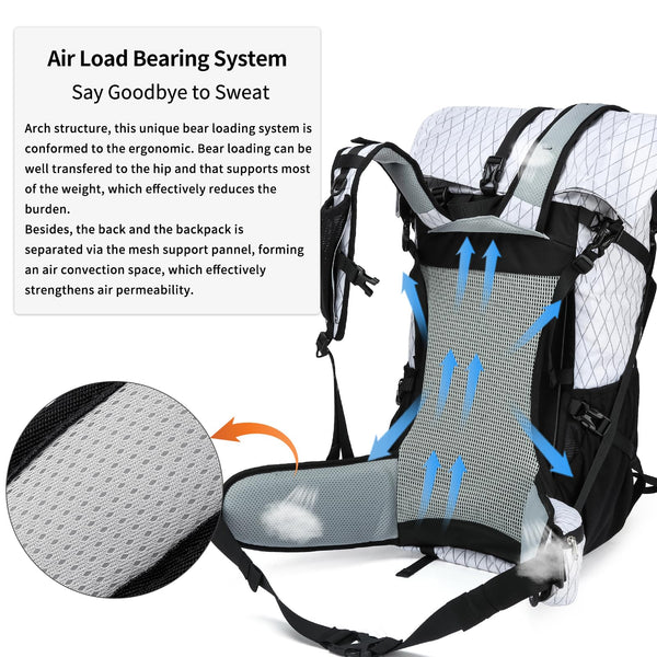 POWER KING 40L Expandable TO 50L Hiking Backpack,Upgraded X-PAC Scratch-proof Lightweight Large Rucksack for Mens Women, Outdoor Roll Top Camping Packsack, Fit for 15.6'' Laptop