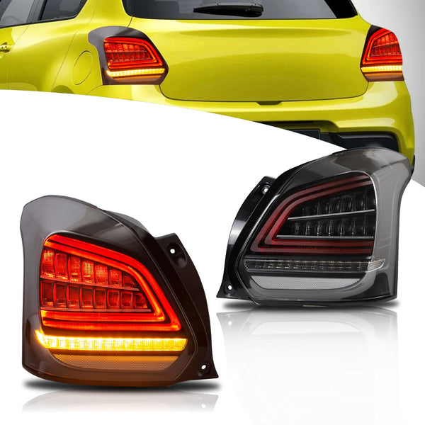 VLAND LED Rear Lights compatible with Swift 2017-2021, w/Amber Sequential Indicator, Passenger & Driver Sides - Clear