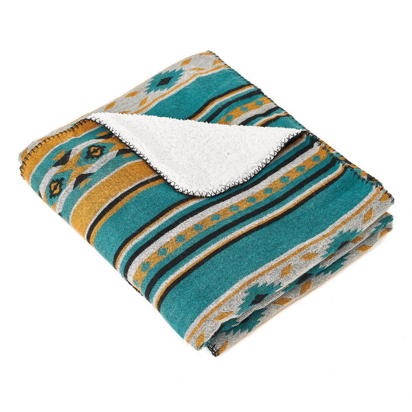 HORIMOTE HOME Aztec Patterned Soft Sherpa Throw Blanket Southwestern Navajo Tribal Style Warm Throw for Camping, Outdoor, Lightweight Boho Blanket for