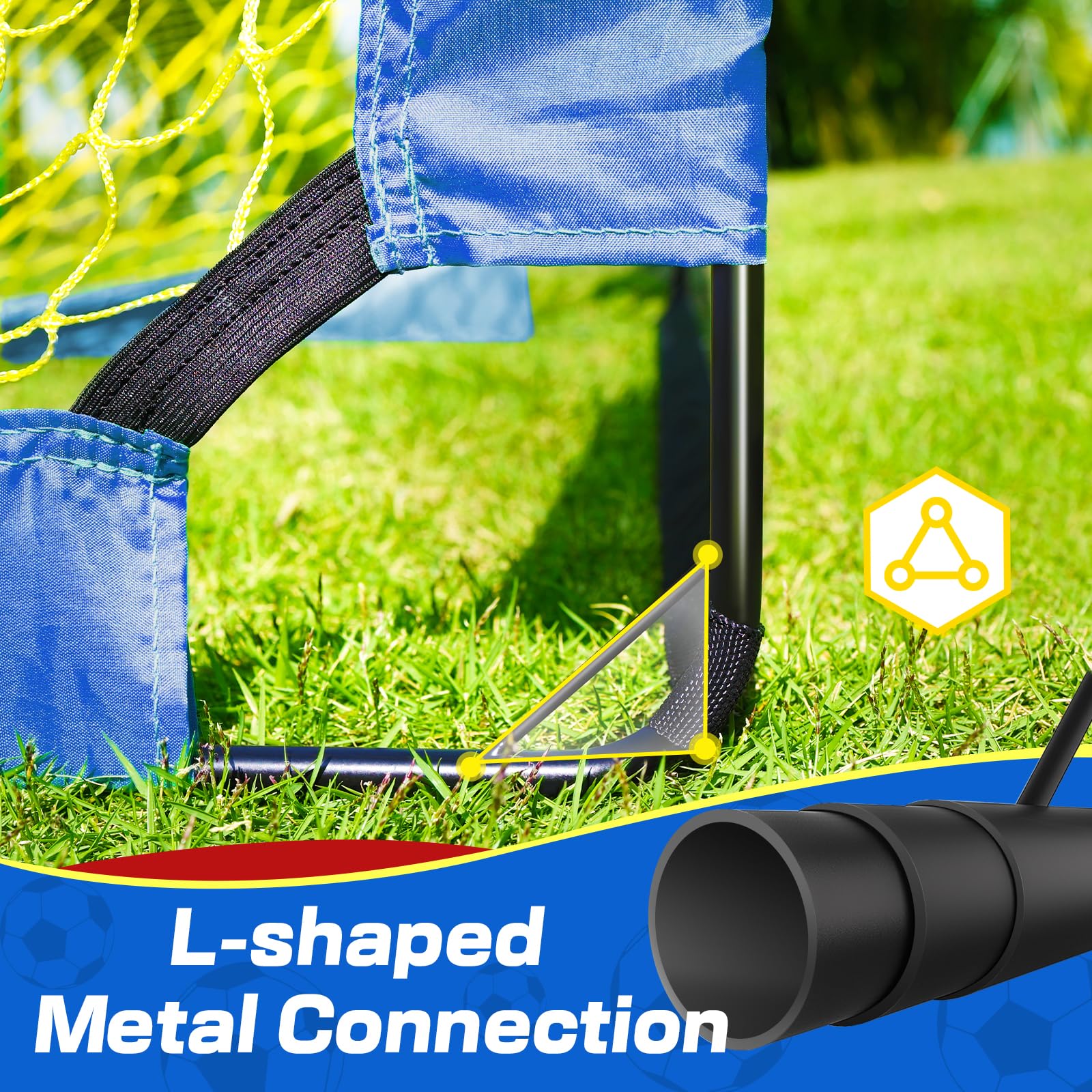 Dimples Excel Football Goal Net for Garden Outdoor Football Training for Football Lover (5'?3.6'- Blue+Yellow)