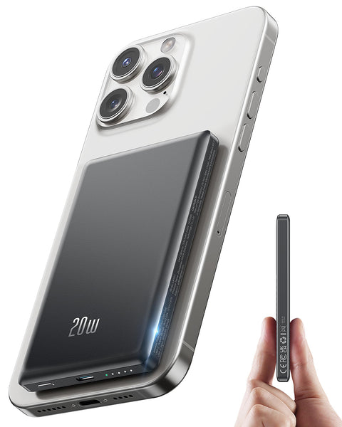 Ntaanoo Power Bank for Magsafe, Ultra Slim 5000mAh 20W Fast Charging Powerbank Wireless Magnetic Portable Charger,USB C in&Out PD 3.0 Phone Battery Pack,for iPhone 16/15/4/13/12 Mini Plus Pro Max