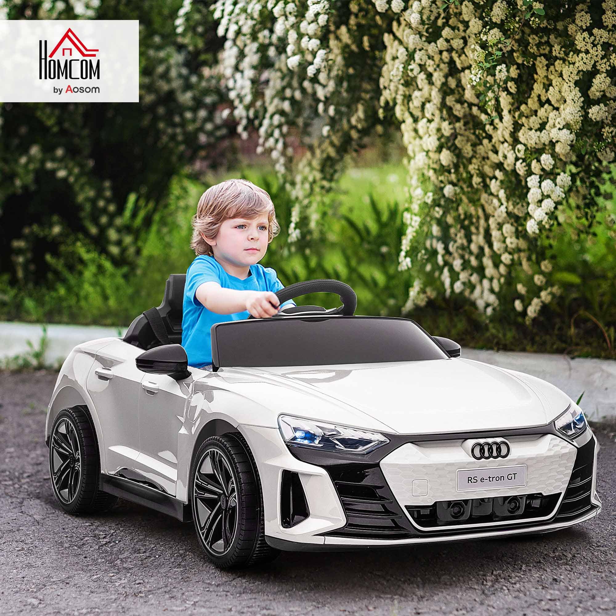 HOMCOM Audi RS e-tron GT Licensed Electric Cars for Kids Electric Ride-ons 12V Battery Powered Toy w/Remote Control Music, for 3-5 years, White