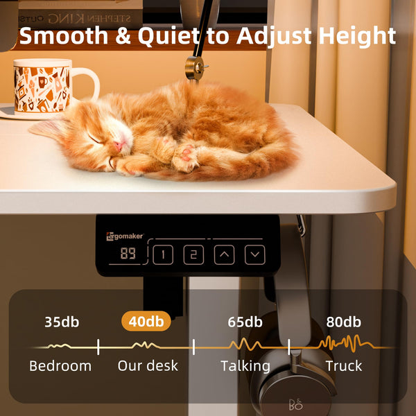 ERGOMAKER Electric Height Adjustable Standing Desk 80x60cm (31.5"x23.6"), Sit Stand Desk with Splicing Top for Home Office (Black Frame + Black Desktop)