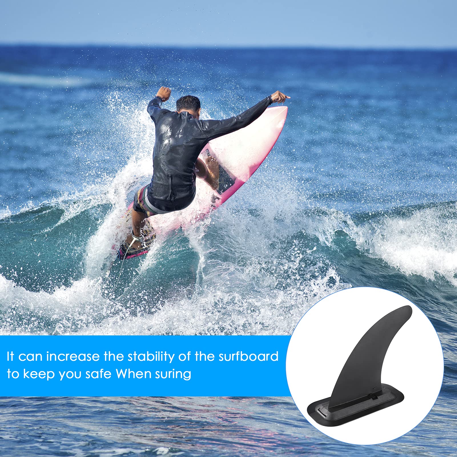 Zocipro Removable Universal SUP Fin, Nylon Safe Reinforced Surfboard Fins, Paddle Board Fins as SUP Fin Replacement Canoe Accessories for Longboard Surfboard, Inflatable Paddle Board, Foam Surfboard