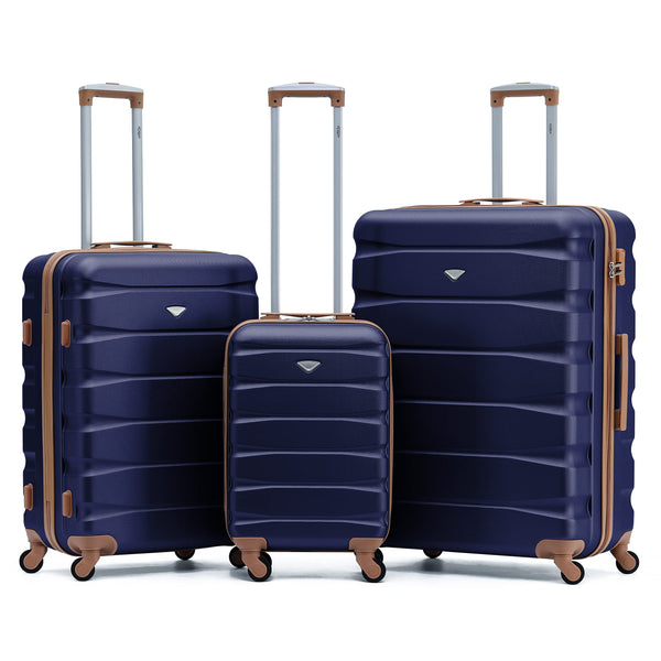 Flight Knight Set of 3 Lightweight 4 Wheel ABS Hard Case Suitcases Cabin & Hold Luggage Options Approved for Over 100 Airlines Including easyJet, British Airways, Ryanair, Jet2 & Many More