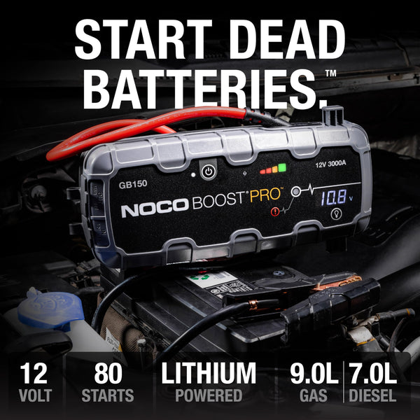 NOCO Boost Pro GB150 3000A UltraSafe Car Jump Starter, Jump Starter Power Pack, 12V Battery Booster, Portable Powerbank Charger, and Jump Leads for up to 9.0-Liter Petrol and 7.0-Liter Diesel Engines