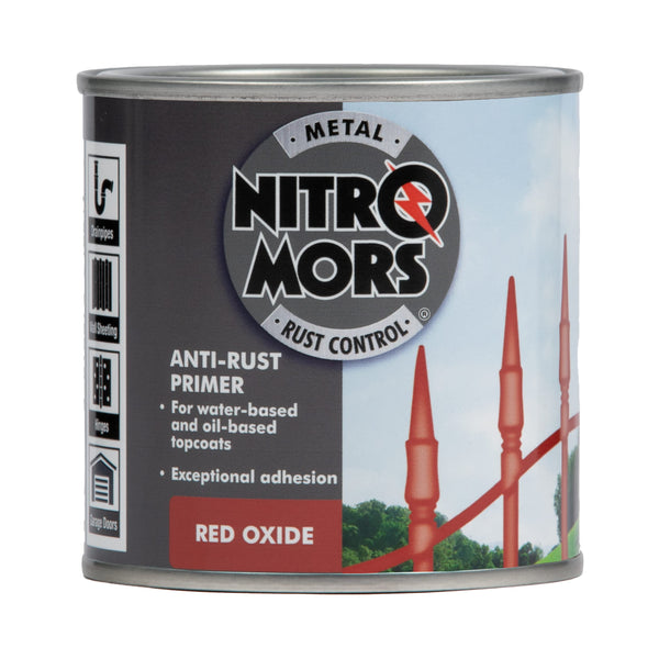 Nitromors Anti-Rust Metal Primer Fast Drying Rust Resistant for Water & Oil Based Topcoats, Red Oxide, 250 ml