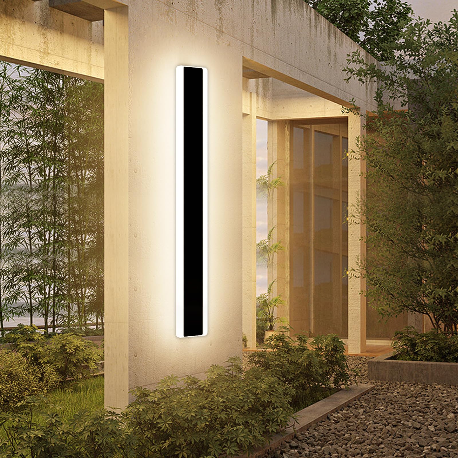 Mikeru 6500k Cool White Outdoor Wall Light, 150cm Modern Porch Wall Light, LED Vertical Long Acrylic Garden Fixture, IP65 Waterproof for Balcony, Living Room, Garage, Patio
