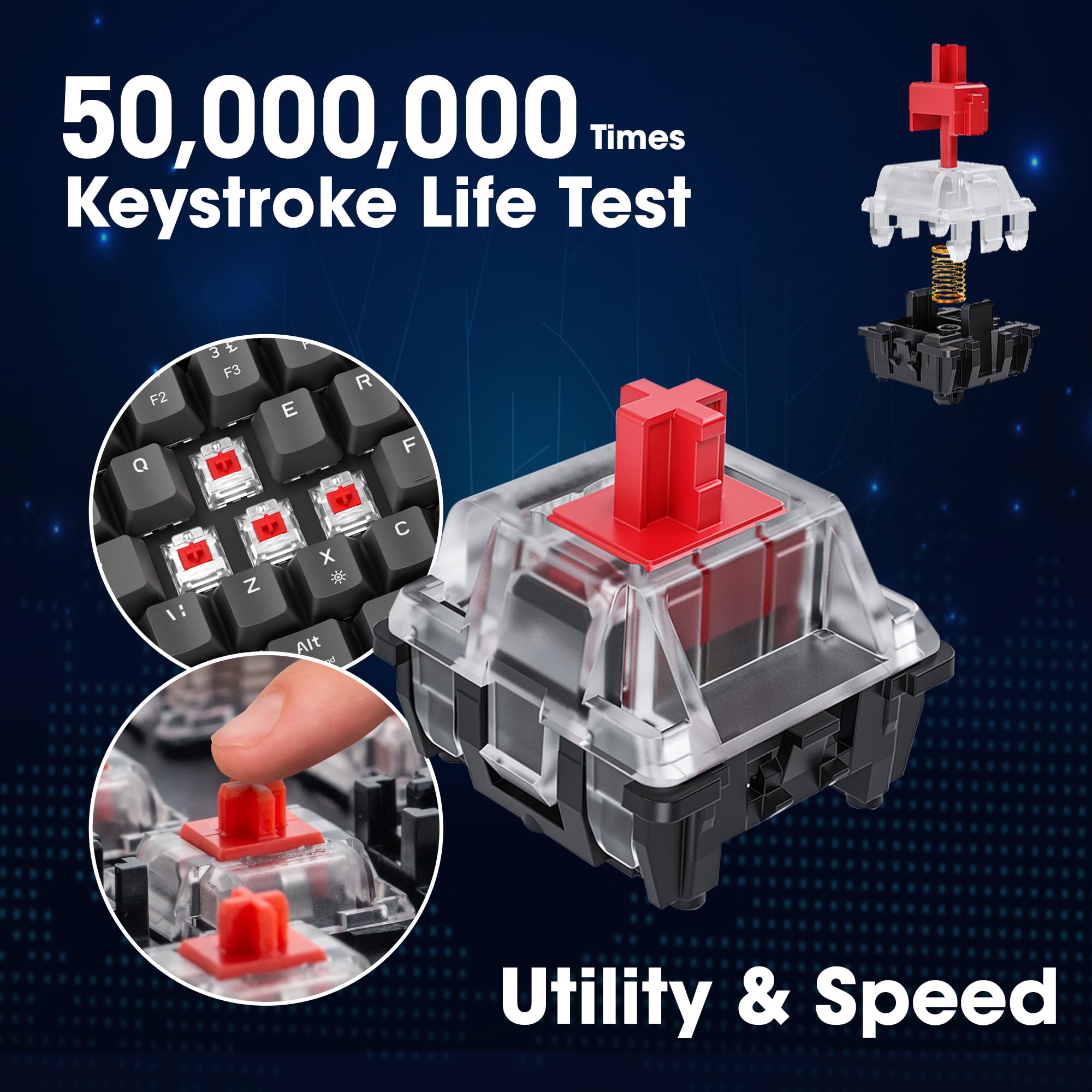 KOORUI 60% Mechanical Gaming Keyboard, Mixed Colors LED Backlit Ultra-Compact 69 Keys, Mini Wired Keyboard with Blue Switch for Windows Laptop PC/Mac OS/Xbox-BLACK(Blue Switch)