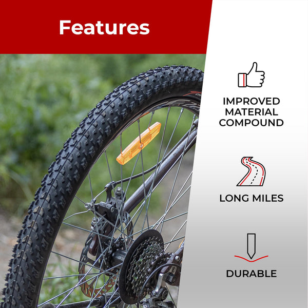 Fincci 27.5 MTB Tyres 27.5 x 2.10 | Foldable Set with 2x Inner Tubes Schrader | 30 TPI | Bicycle tires 54-584| For Mountain, Electric & Hybrid Bikes,