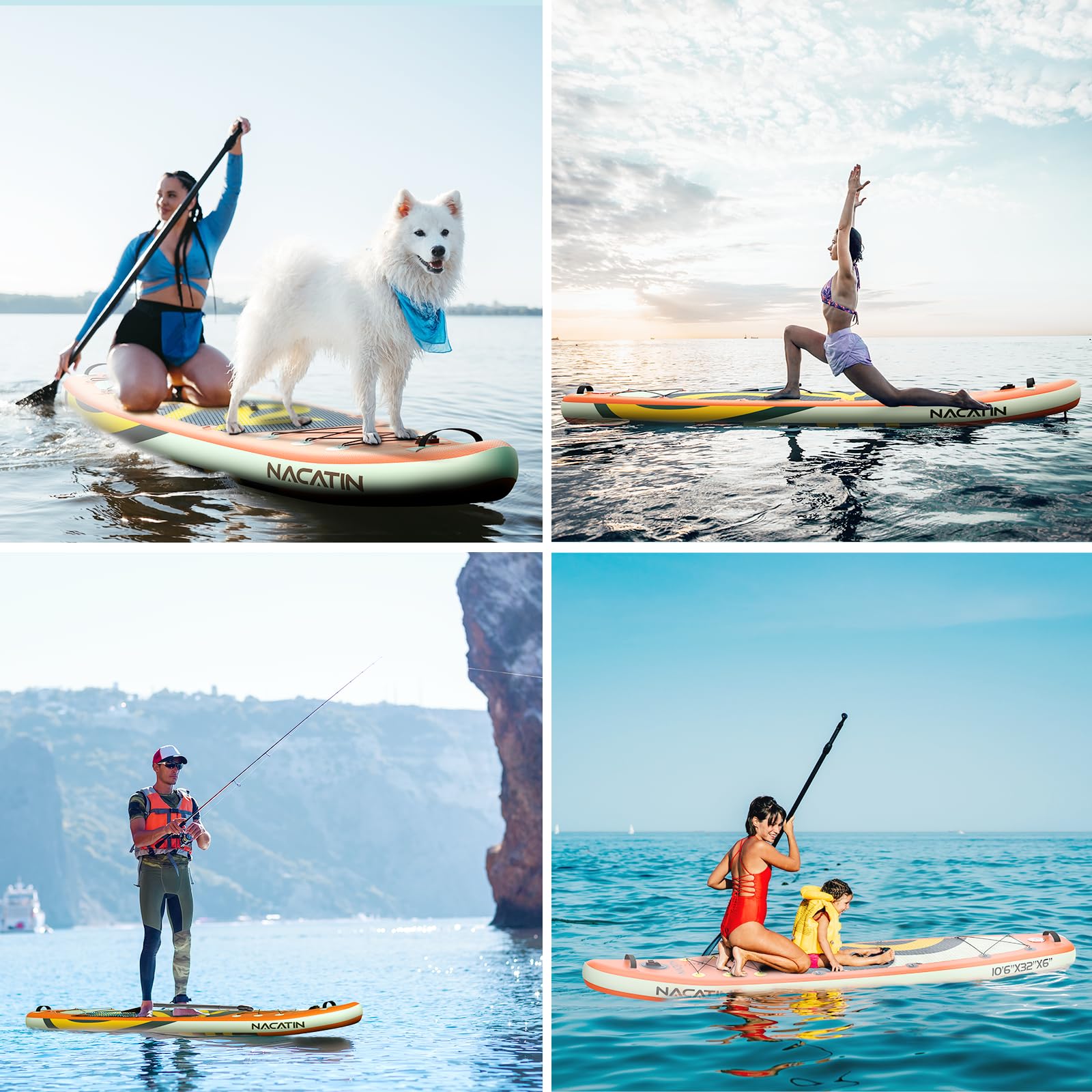 10'6" Inflatable Stand Up Paddle Board with Kayak Conversion Kit, Complete SUP Set Paddle Boards for Adults, with Single/Double Paddle, Kayak Seat, Backpack and More Accessories