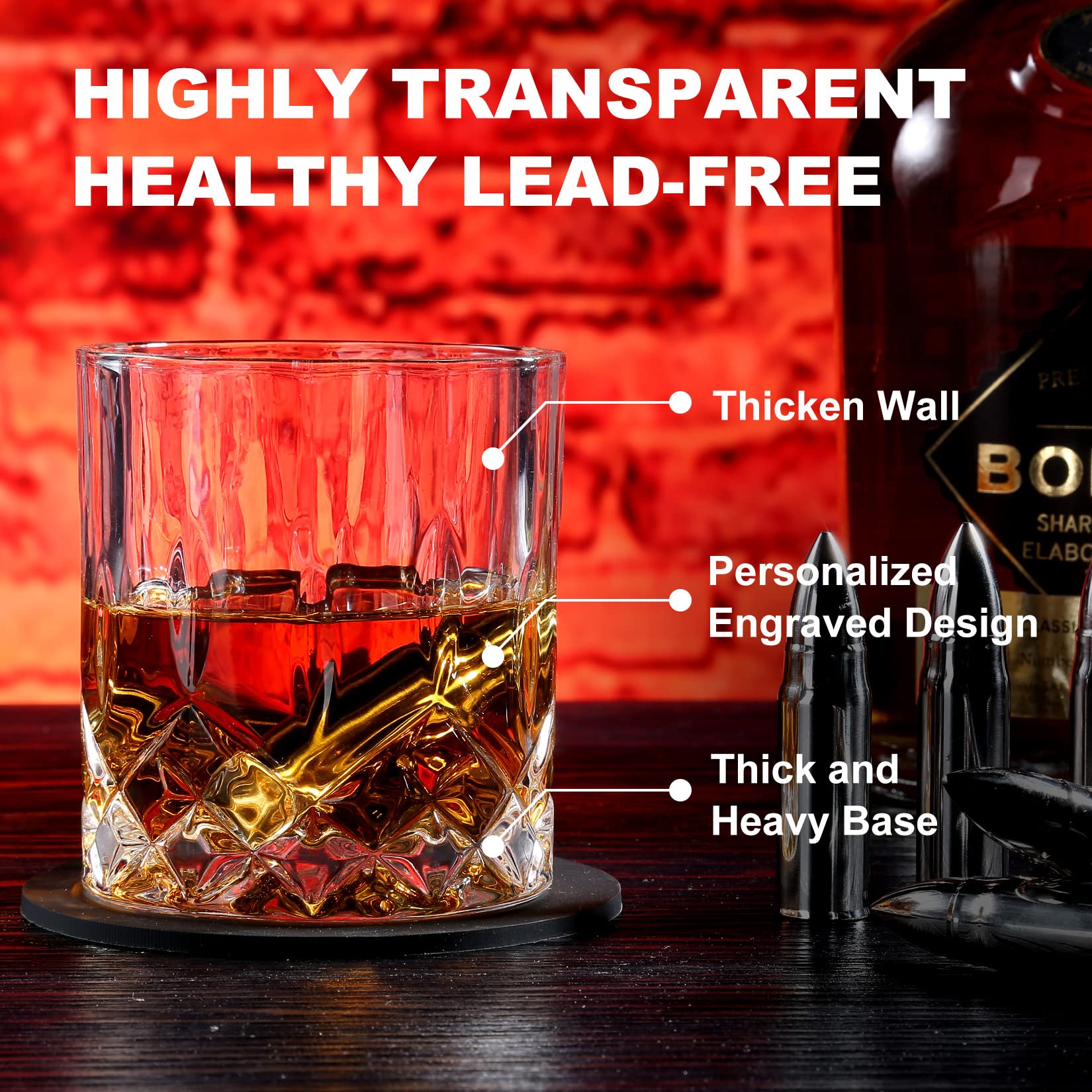 exreizst Whiskey gift sets for Men Husband Groomsmen Gifts Wedding Men Birthday Gift Ideas from Wife - Stainless Steel Whiskey Stones & whisky gift