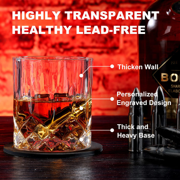 exreizst Whiskey gift sets for Men Husband Groomsmen Gifts Wedding Men Birthday Gift Ideas from Wife - Stainless Steel Whiskey Stones & whisky gift