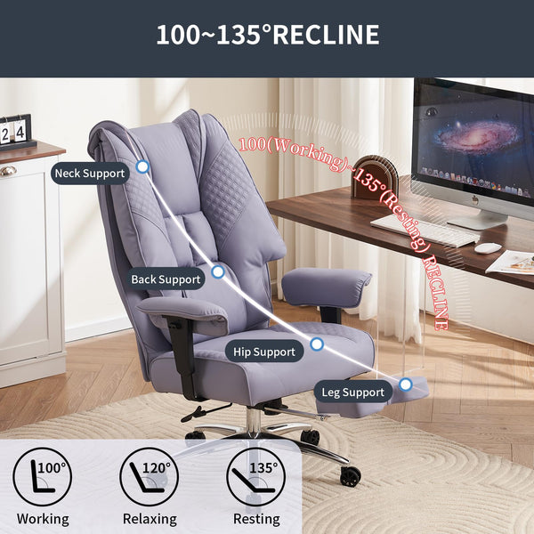 EXCEBET Ergonomic Office Chair – High Back PU Leather Executive Desk Chair with Adjustable Armrests, Swivel Computer Chair for Home/Office, Heavy Duty Support up to 400 lbs