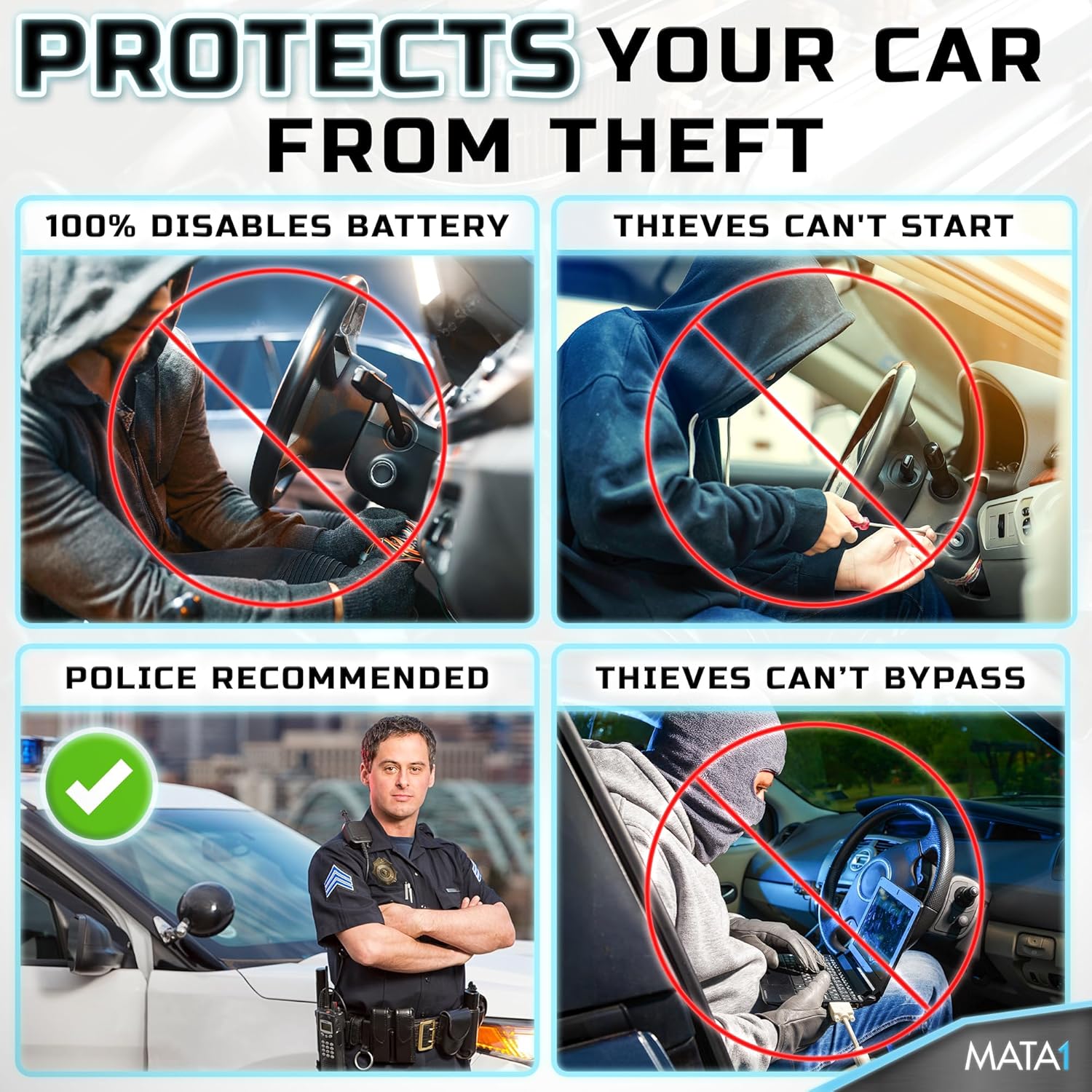 Battery Disconnect Switch - Anti-Theft Remote Car Battery Switch - Top Mount - 200 amp, 12 V - Automatic Cut Off Kill Switch