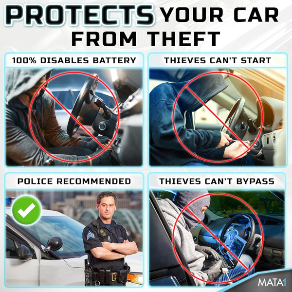 Battery Disconnect Switch - Anti-Theft Remote Car Battery Switch - Top Mount - 200 amp, 12 V - Automatic Cut Off Kill Switch