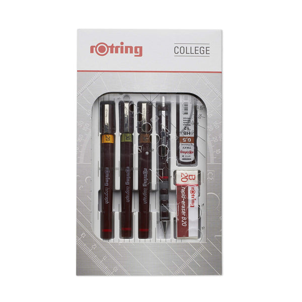 rOtring Isograph Pen Set Technical Pen & Pencil College Set | 3 Pens (0.20mm0.30mm0.50mm) and Mechanical Pencil (0.5mm) + Accessories