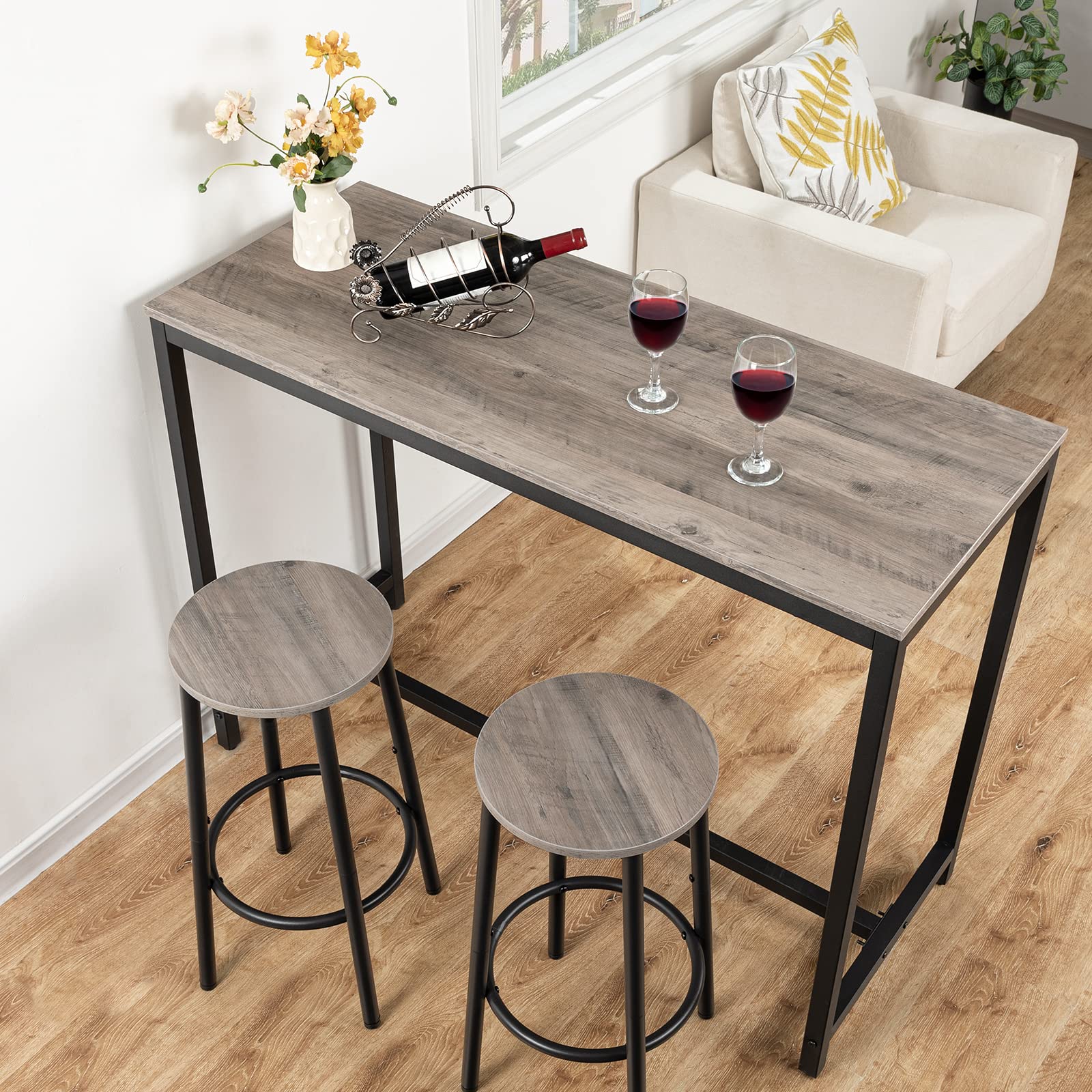 HOOBRO Round Bar Stools Set of 2, Breakfast Bar Chairs with Footrest for Kitchen, Pub Stools, Sturdy Metal Frame, for Dining Room, Kitchen, Party,