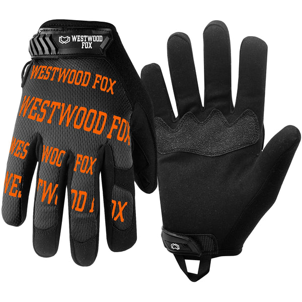 WESTWOOD FOX Gardening Working Gloves Garden Thorn Proof Flexible Heavy Duty Leather Mechanic Utility Dexterity Breathable Construction Gloves for Work Mens Women (Metallic Orange, L)