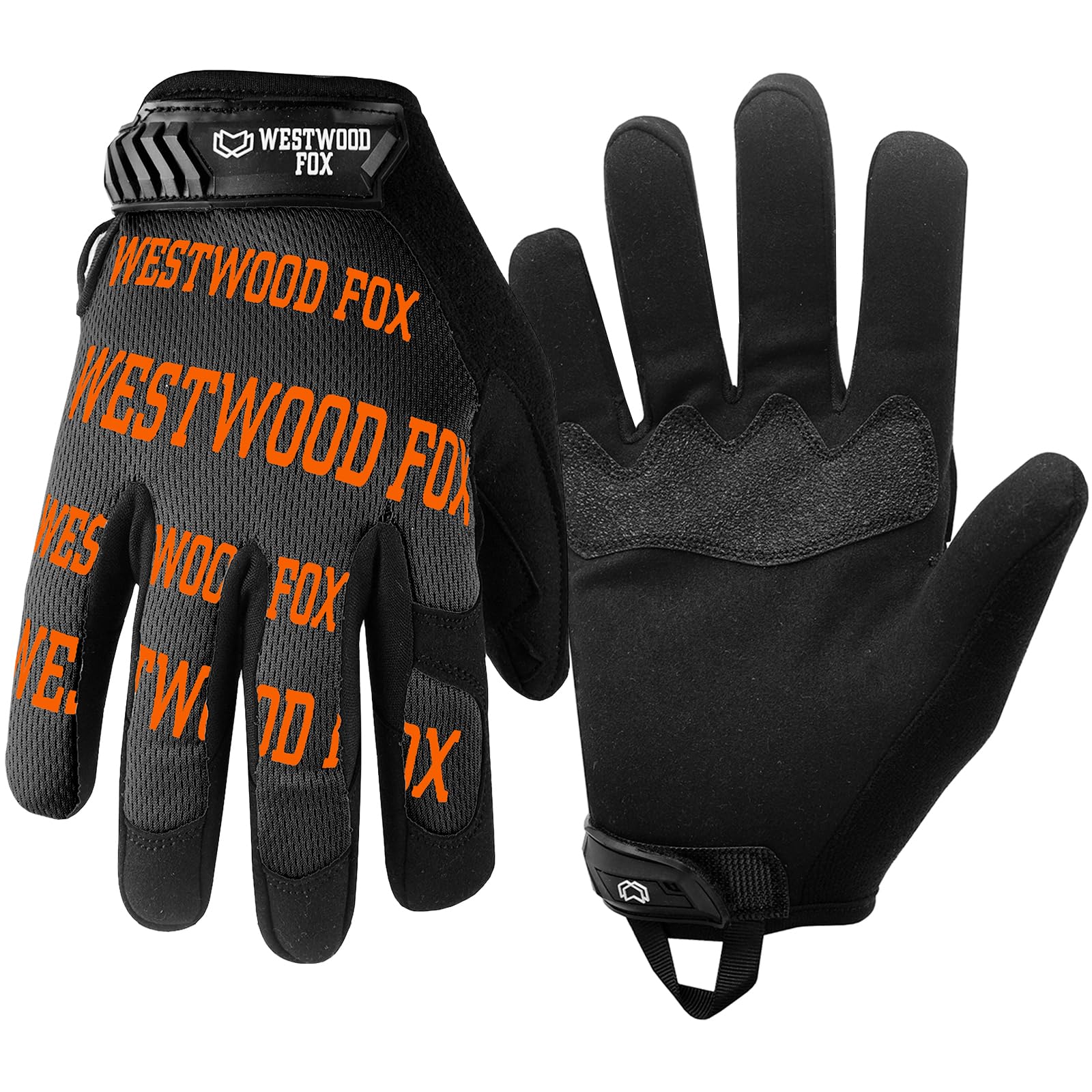 WESTWOOD FOX Gardening Working Gloves Garden Thorn Proof Flexible Heavy Duty Leather Mechanic Utility Dexterity Breathable Construction Gloves for Work Mens Women (Metallic Orange, L)