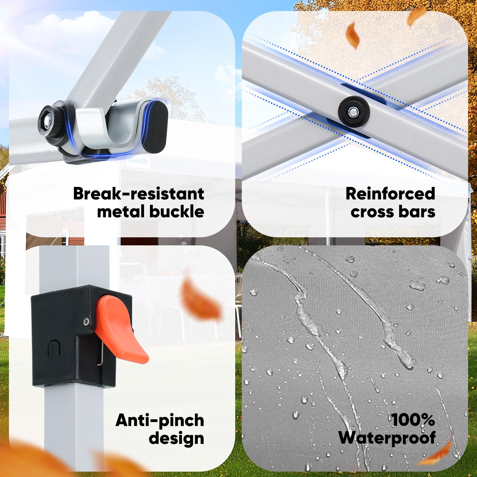 Quictent Pop Up Canopy Gazebo with Removable Sidewalls, Adjustable Height Event Shelter, 3x3m (10x10ft) Portable Tent for Garden Party, Camping, White