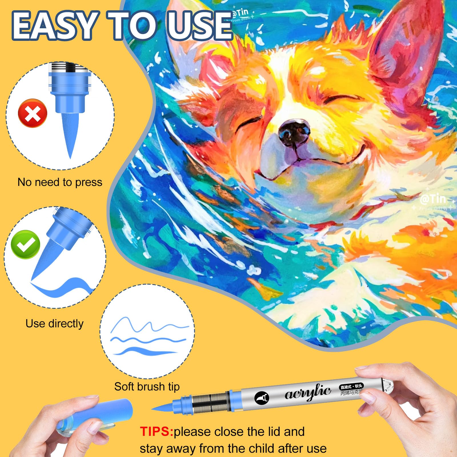 120 Colours Paint Markers and Paint Pens, Direct Liquid Acrylic Paint Markers for Rock Painting ,Ceramic, Wood, Fabric, Glass.Brush Tips Acrylic Paint