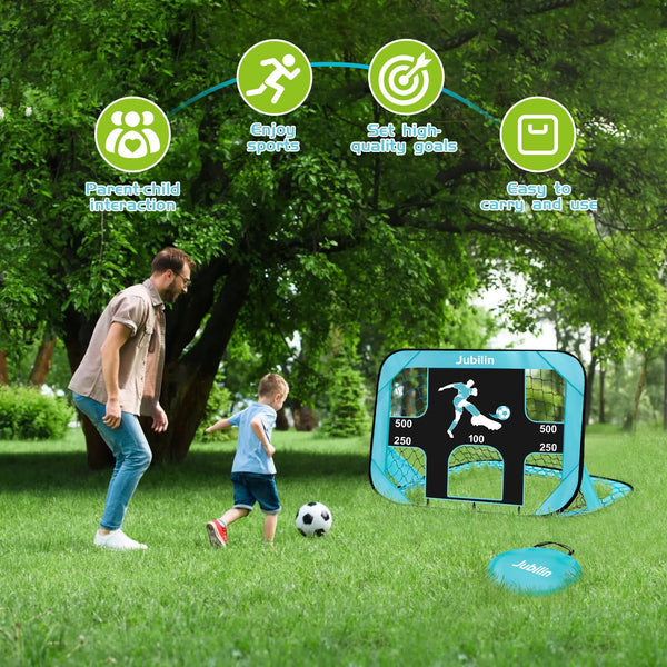 Jubilin Football Goal, 4 Modes Pop Up Football Goals for Kids, Foldable and Portable Soccer Goal net with Carry Bag, Football Training Equipment for