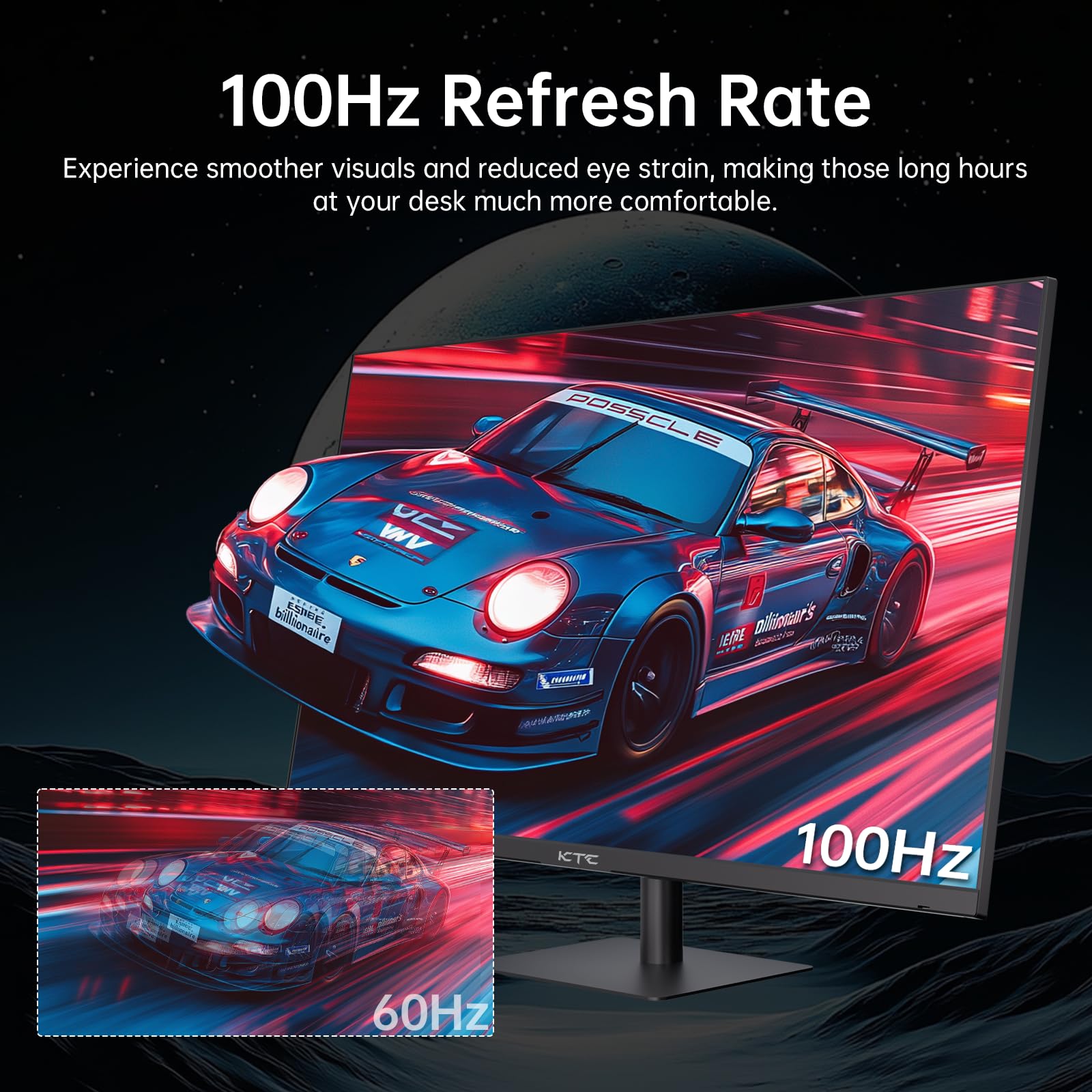 KTC Flat 32 Inch Monitor, QHD 1440P 2K@100Hz IPS Large Computer Monitor, Ultra Thin Bezels, Anti-Blue Light, HDR10, 103% sRGB, 86% DCI-P3, 350 Nits, 3ms MPRT, Adaptive Sync for Working and Gaming