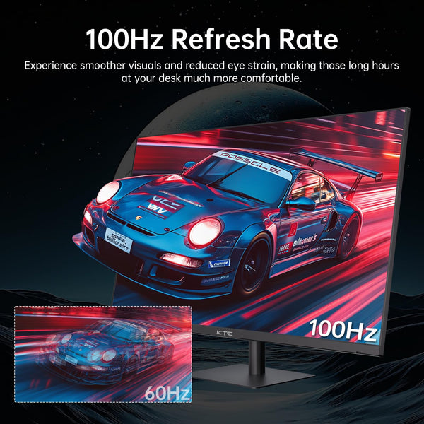 KTC Flat 32 Inch Monitor, QHD 1440P 2K@100Hz IPS Large Computer Monitor, Ultra Thin Bezels, Anti-Blue Light, HDR10, 103% sRGB, 86% DCI-P3, 350 Nits, 3ms MPRT, Adaptive Sync for Working and Gaming